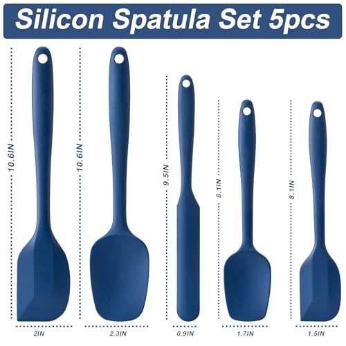 Silicone Spatula Set,5 Piece Food Grade Rubber Spatulas,Navy Blue - color: Navy Blue