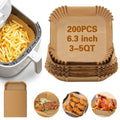 200Pcs Air Fryer Paper Liners, 6.3 Inch Square Disposable Air Fryer Liner, Non-stick Parchment Paper for Frying Baking Roasting Microwave Oven - size: 6.3"Square
