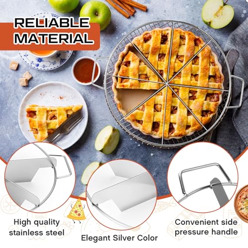 2 Pieces Pie Cutter Cake Marker Round 10.6 Inches Diameter Stainless Steel Cake Cutter Slicer Rust Proof, Divider with Side Handle Press for Commercial Home(8 Slice) - style: 8 Slice