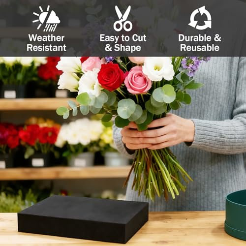 Prashent 3 Pcs Black Floral Foam Blocks for Artificial & Dried Flowers, Reusable & Water Resistant, Easy to Cut and Shape, Ideal for Home, Wedding, Events & DIY Crafts, 15”L x 11.1”W x 2.4”H - color: Black-3PCS-15"x 11.1"