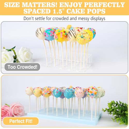 35-Hole Blue Cake Pop Stand with 100 Sticks, 100 Bags & 100 Gold Ties - color: Blue