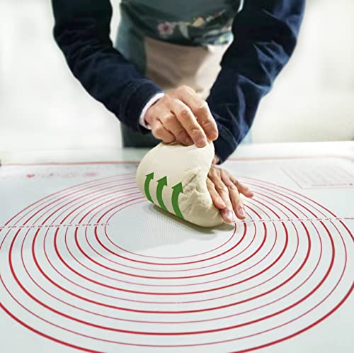 Yansumi silicone pastry non stick baking mat with measurement fondant mat with three sizes for silicone baking mat, counter mat, dough rolling mat,fondant/pie crust mat (Red, 28"L x20"W) - color: Red, size: 28"L x 20"W