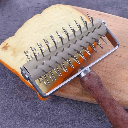 Stainless Steel Pizza Dough Docker Roller Pastry Docker Wheel Rolling Pin for Homemade Baking Cake Crackers Pie Hole Maker