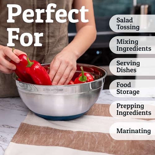 6pc Stainless Steel Mixing Bowls with Lids Set, 7 Qt, Blue - color: Blue