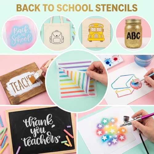 12PCS 4x4 Inch Back to School Cookies Stencils for Baking