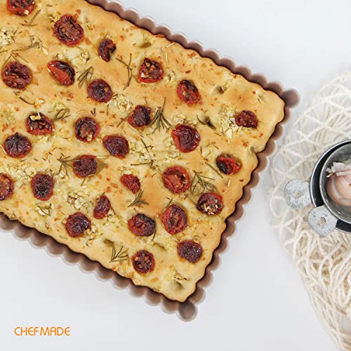 CHEFMADE Rectangle Tart Pan, 7x11-Inch with Removable Loose Bottom Non-Stick Oblong Quiche Bakeware for Oven Baking (Champagne Gold) - size: 7" x 11" Rectangle