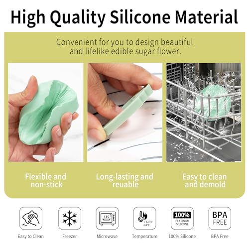 KALAIEN Peony Flower Silicone Veined Mold Petal Fondant Mold - color: Peony