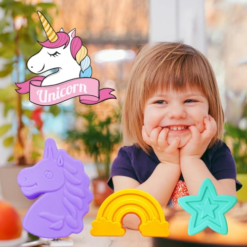 2 Pack Unicorn Molds Silicone 4 Cavity 3D Big Cartoon Themed Baking Mould Tray with Mermaid Rainbow Star for Baby Shower Birthday Party Chocolate Cake Mousse Pastry Soap Crayons Cupcake Topper - style: 4 Cavity Big Unicorn Molds