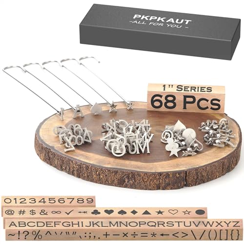 68Pcs 1" Custom Branding Iron for Wood, Leather Branding Stamp Kit - size: 68PCS 1" Number/Alphabet/Symbol&Punctuation Set