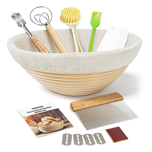 Kootek Banneton Bread Proofing Basket with Accessories, 9 Inch, Round