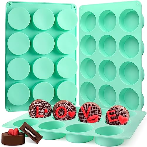 Actvty Round Chocolate Cookie Molds, 3 Pieces 12-Cavity Cylinder Chocolate Silicone Molds for Covered, Cookies Candy Jelly Mini Cakes and Muffin Baking(Green) - color: 3Pcs Green/12-Cavity