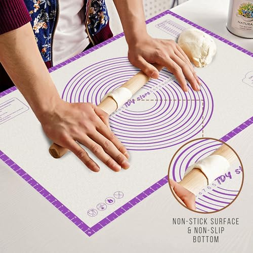26 * 16 inches Purple, Non-Slip Silicone Baking Sheets - Baking Mat with 0.7mm Thickness - Non-Stick Pastry & Cookie Mat for Kitchen Counter for Rolling Out Dough with Measurements. - color: Purple, size: 26"L x 16"W