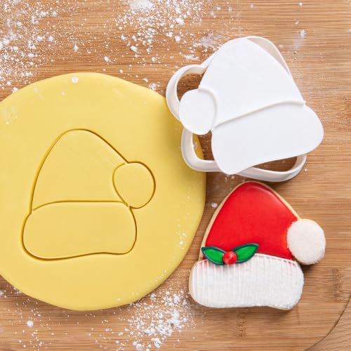 Christmas Hat Cookie Cutter and Embosser Set Detail 4" Baking Mold - color: Christmas Hat, size: 4"