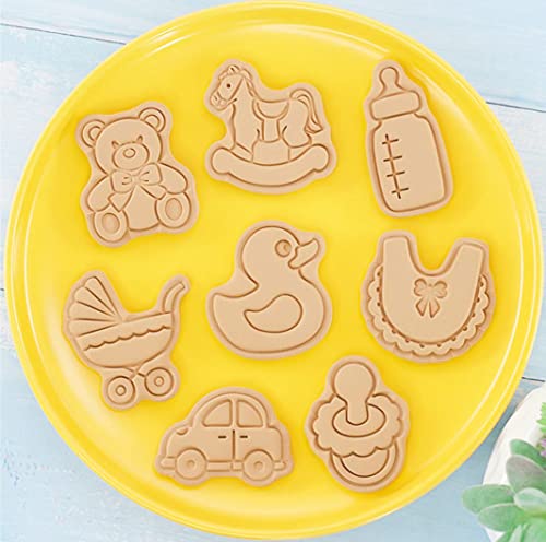 8pcs Cute Baby Shower Cookie Cutters,Newborn party Cookie Stamps (Baby) - color: Baby