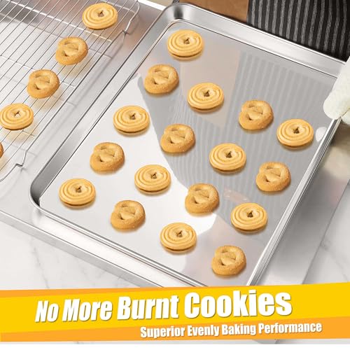 Homikit 1PC 18 x 13 Inches Stainless Steel Half Baking Sheet Pan, Non Toxic - size: 17.5x13x1