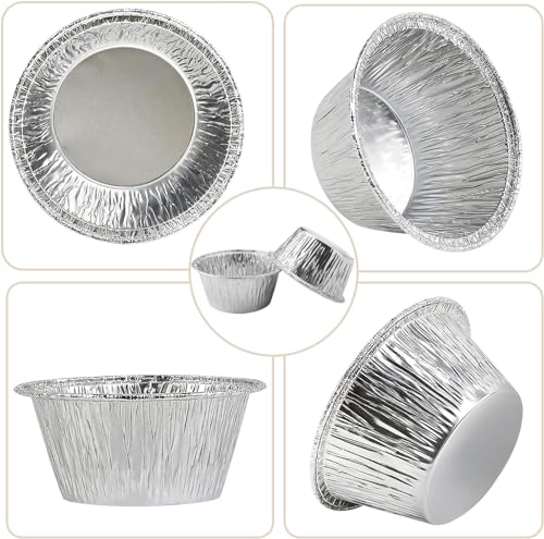 150 Pack Aluminum Foil Baking Cups 4 Oz, Disposable Ramekins Aluminum Cupcake Muffin Liners Silver Foil Baking Cups for Egg Tart, Baking, Cupcake, Pudding, Appetize - size: Silver-4OZ-150Pack