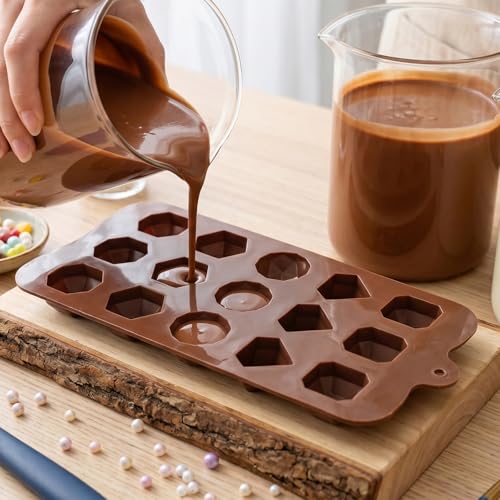 15 Cavity Diamond Silicone Chocolate Molds Set Of 2