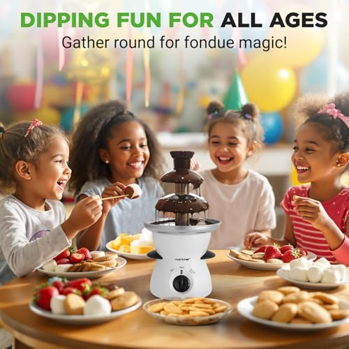 Nutrichef 3 Tier Chocolate Fondue Fountain - Electric Stainless Chocolate Dipping Warmer Machine - Warm & Melt Chocolate, Butter & Cheese - Great for Parties, Events & Weddings - Pot Capacity 16 OZ