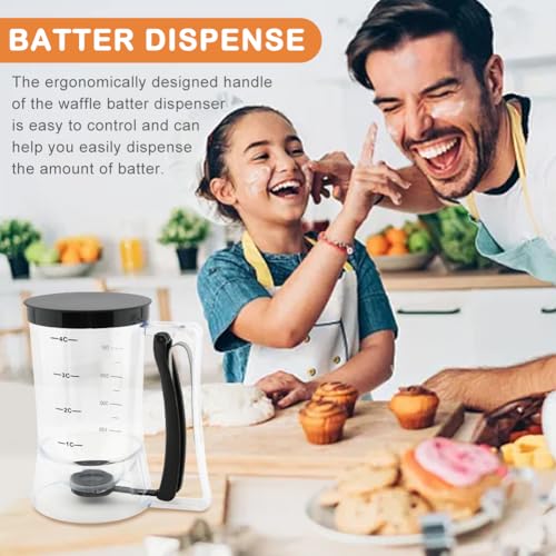 4 Cup Pancake Cupcake Batter Dispense with Oil Brush & Scraper - color: Black