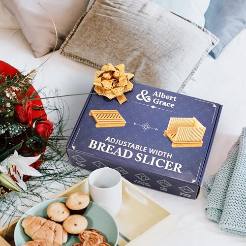 Albert & Grace Adjustable Bamboo Bread Slicer with Folding Guides
