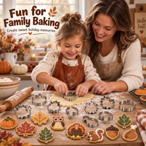 14-Piece Mini Thanksgiving Cookie Cutter Set, Stainless Steel - style: Mini Thanksgiving