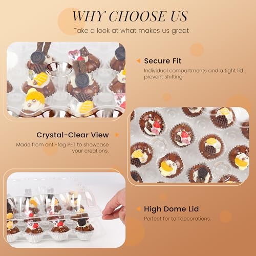 15 Pack 24 - Count Mini Cupcake Containers with 360 Liners