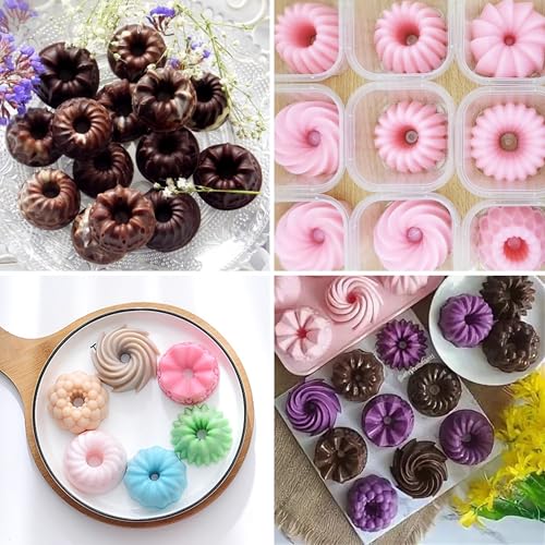 Mini Cake Pan, 2 Pack 6-Cavity Mini Silicone Cake Pans for Baking, Nonstick Silicone Fluted Tube Cake Molds for Cupcakes, Donuts, Cornbread, Brownies, Jello Making