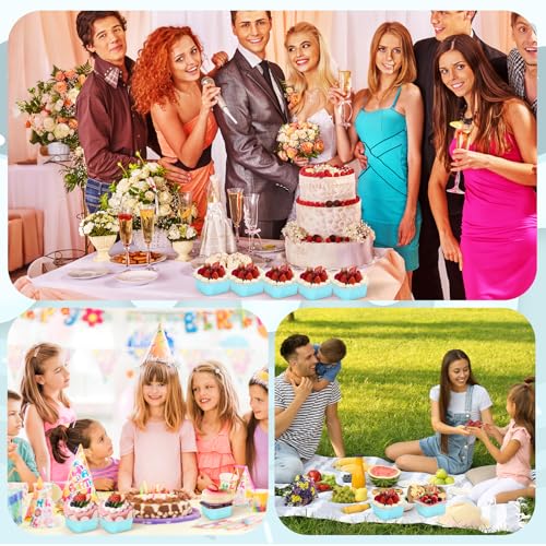 100Pack 5oz Blue Mini Cake Pans with Lids Baking Cups Aluminum Foil Pans Tins, Individual Dessert Cups Containers for Sales,Party,Picnics - color: Blue