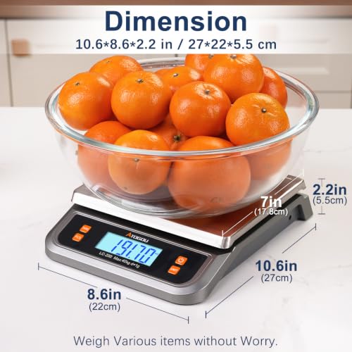 Atogou 88lb Food Scale, Commercial Kitchen Scale Plug-in Usable - size: Grey 88 lb (40 kg)