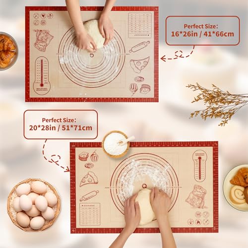 Non-slip Silicone Pastry Baking Mat 26''x 16'' Extra Large for Pastry Bread - size: 26"L x 16"W