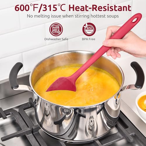 U-Taste 14" Long Silicone Spoonula, 600°F High Temp Spoon Spatula, Red - color: Red, size: 14 in (spoon spatula)