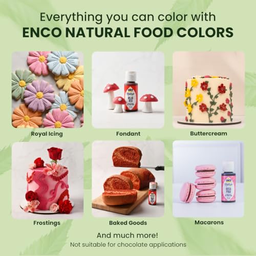 ENCO Natural Food Coloring Gel Pink (8.8 oz) – No Artificial Dyes, Vibrant Colors for Icing, Buttercream & Fondant – Baking & Cake Decorating - color: Pink