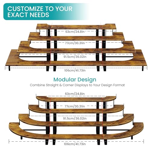 Cupcake Display Stand, 4 Tier Wooden Dessert Stand, Rustic Brown - size: Straight