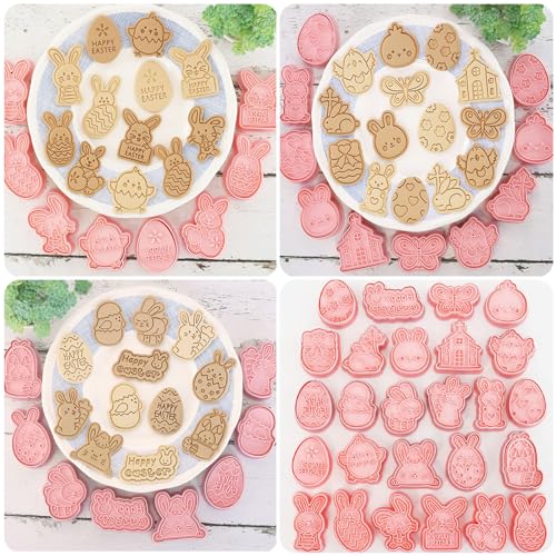 26pcs Easter Cookie Cutters Stamps Biscuit Baking Tools Embossing Cookie Molds … - style: Easter