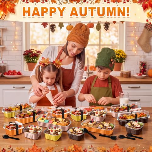 LemonRoad 120 Sets Fall Colors Mini Loaf Pan with Lids and Spoons - color: Fall Colors