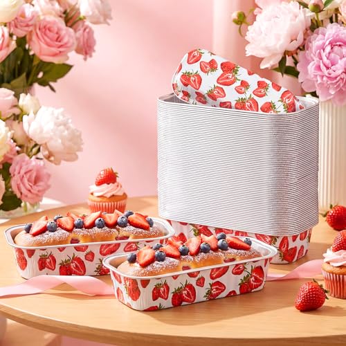 Tioncy 100 Pcs Mini Loaf Pans with Lids Spoons, Spring Strawberry - style: Spring Strawberry
