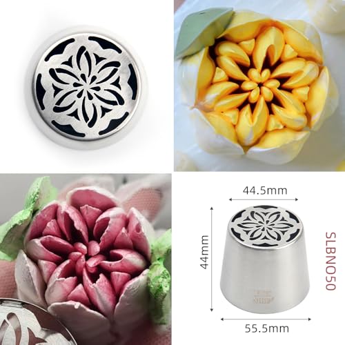 10 Pieces Extra Large Stainless Steel Seamless Russian Piping Tips Set - color: SILVER SET3