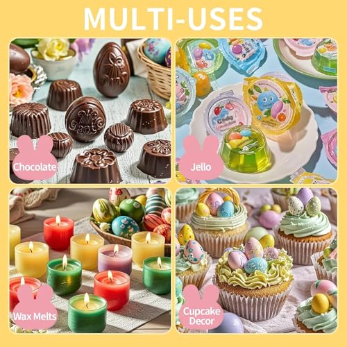 Easter Egg Jello Molds, 3 Pack Easter Egg Chocolate Molds with Bunny Shape Silicone Treat Mold for Chocolate Candy Jello Wax Muffin Cupcake Cake Decor Egg Gummy - size: Small