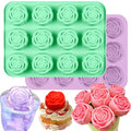 Large Rose Silicone Mold for Chocolate Strawberry 24 Cavity - color: Rose Mold, Mint Green + Pink