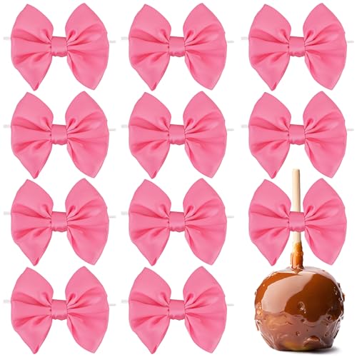 AIMUDI Hot Pink Satin Ribbon Bows with Twist Ties for Treat Bags 3.5" Pink Bows for Crafts Small Bows for Gift Wrapping Premade Bows for Cake Pop Candy Apples Gift Bags Wedding Baby Shower -24 Counts - color: Hot Pink