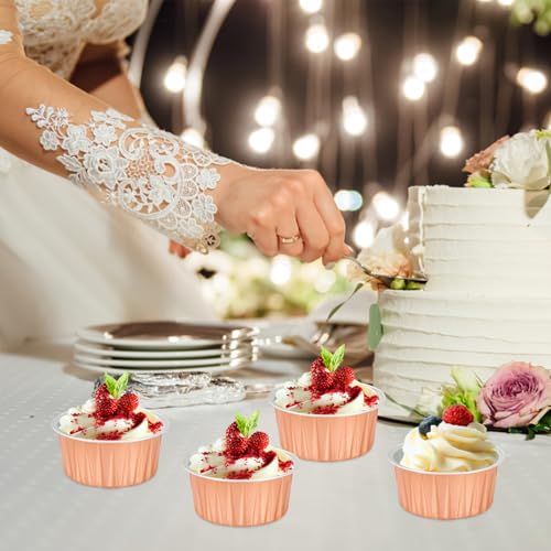 Free-Air 5oz Cupcake Pans with Dome Lids, Dot Cake Cups Mini Cake Tins - color: Champagne
