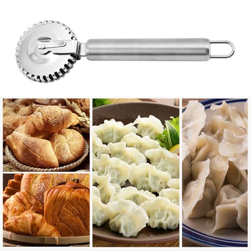 Stainless Steel Pastries Crimper Ravioli Cutter with Ergonomic Handle for Dough and Pastries Cutting Sealing Home Baking