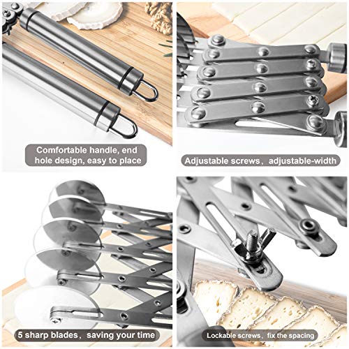 Star Brand Pastry Cutter with Grinder Spaghetti Dough Roller Knife Stainless Steel Pizza Slicer Pasta Wheeling Attice Roller Adjustable Dough Divider with Handle - size: 1 Count (Pack of 1)