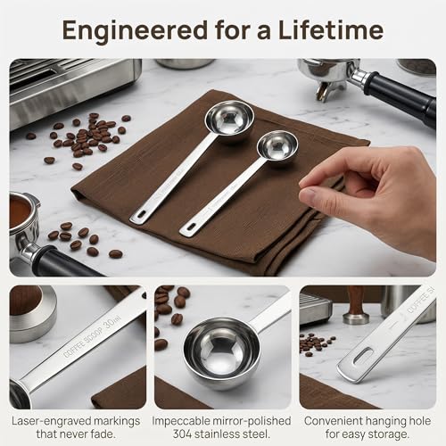 2 Pack Coffee Scoop, 1&2 Tbsp, Long Handle, 304 Stainless