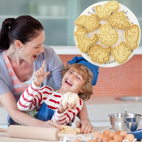 8Pcs Dinosaur Cookie Cutters Dino Egg Footprint Biscuit Molds for Kids - color: Dinosaur C