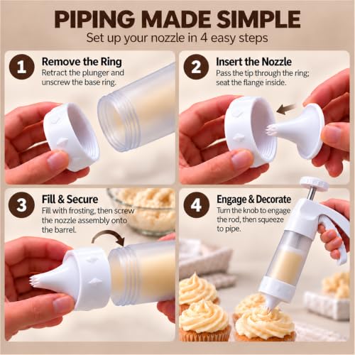 Spritz Cookie Press Gun Kit, Clear Barrel Cookie Maker with 12 Discs & 6 Icing Tips, Manual Cookie Press for Baking, Biscuit Maker & Cake Decorating Tool