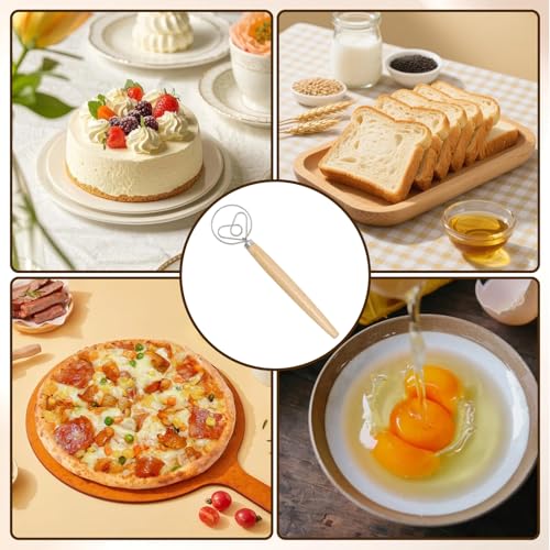 13" Danish Dough Whisk, Stainless Steel Heart Hook with Wood Grip - color: Heart-shape