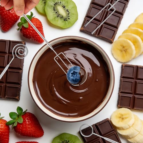 4pcs Chocolate Dipping Tools, Stainless Steel Candy Dipping Fork Spoon Set Fondue Forks Baking Supplies Accessories Suitable for Candy Making Truffles Cake Decorating