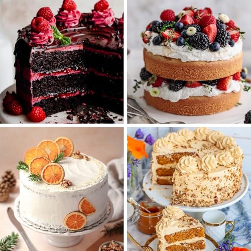 HUAKENER 8 Inch Round Cake Pan,3Pcs Silicone Cake Mold with Parchment Paper - size: 8 Inch