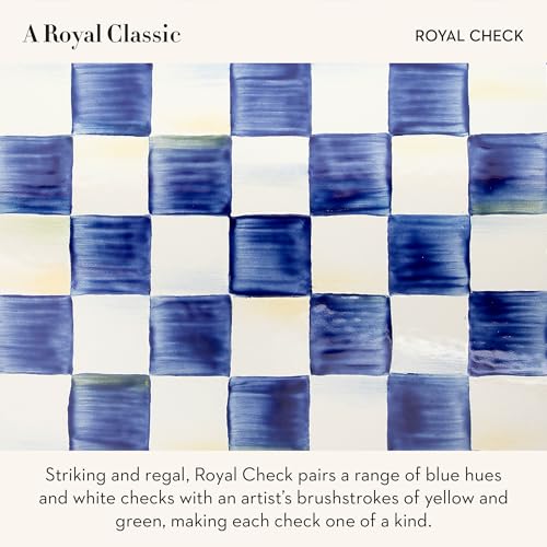 MACKENZIE-CHILDS Pedestal Platter, Large, Black-and-White Courtly Check - color: Royal Check, size: Large
